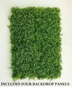 HIER_1920 11 Sq Ft. | 4 Panels Green Boxwood Hedge Locust & Cypress Garden Wall Backdrop Mat