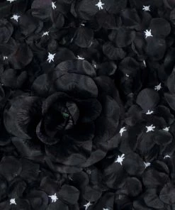 HIER_1910 11 Sq Ft. | 4 Panels 3D Silk Rose & Hydrangea Flower Wall Mat Backdrop | Black Artificial Hydrangeas Arrangements