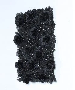 HIER_1910 11 Sq Ft. | 4 Panels 3D Silk Rose & Hydrangea Flower Wall Mat Backdrop | Black Artificial Hydrangeas Arrangements