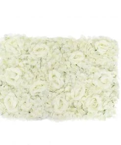 HIER_1910 Artificial Flower & Plants 11 Sq Ft. | 4 Panels 3D Silk Rose & Hydrangea Flower Wall Mat Backdrop | Cream