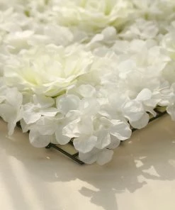 HIER_1910 Artificial Flower & Plants 11 Sq Ft. | 4 Panels 3D Silk Rose & Hydrangea Flower Wall Mat Backdrop | Cream