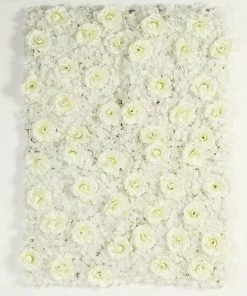 HIER_1910 Artificial Flower & Plants 11 Sq Ft. | 4 Panels 3D Silk Rose & Hydrangea Flower Wall Mat Backdrop | Cream