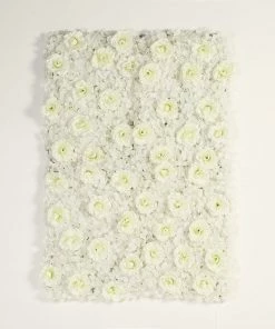HIER_1910 Artificial Flower & Plants 11 Sq Ft. | 4 Panels 3D Silk Rose & Hydrangea Flower Wall Mat Backdrop | Cream