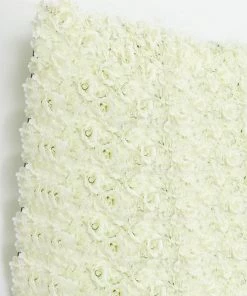 HIER_1910 Artificial Flower & Plants 11 Sq Ft. | 4 Panels 3D Silk Rose & Hydrangea Flower Wall Mat Backdrop | Cream