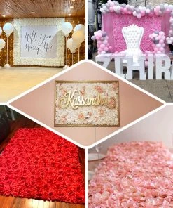 HIER_1910 11 Sq Ft. | 4 Panels 3D Silk Rose & Hydrangea Flower Wall Mat Backdrop | Black Artificial Hydrangeas Arrangements