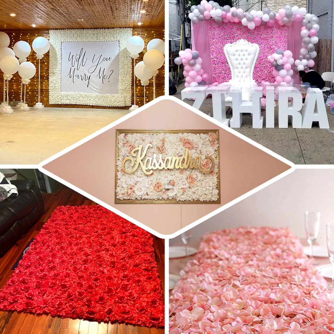HIER_1910 Artificial Hydrangeas Arrangements 11 Sq Ft. | 4 Panels 3D Silk Rose & Hydrangea Flower Wall Mat Backdrop | Blush/Rose Gold & Cream 5 HIER_1910 Artificial Hydrangeas Arrangements 11 Sq Ft. | 4 Panels 3D Silk Rose & Hydrangea Flower Wall Mat Backdrop | Blush/Rose Gold & Cream