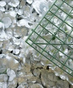 HIER_1700 11 Sq Ft. | 4 Panels 3D Silk Rose & Hydrangea Flower Wall Mat Backdrop | Metallic Silver Artificial Hydrangeas Arrangements