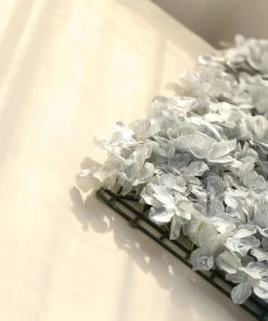 HIER_1700 11 Sq Ft. | 4 Panels 3D Silk Rose & Hydrangea Flower Wall Mat Backdrop | Metallic Silver Artificial Hydrangeas Arrangements