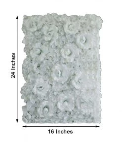 HIER_1910 Artificial Hydrangeas Arrangements 11 Sq Ft. | 4 Panels 3D Silk Rose & Hydrangea Flower Wall Mat Backdrop | White