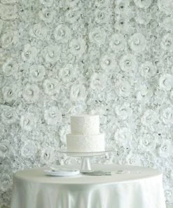 HIER_1910 Artificial Hydrangeas Arrangements 11 Sq Ft. | 4 Panels 3D Silk Rose & Hydrangea Flower Wall Mat Backdrop | White