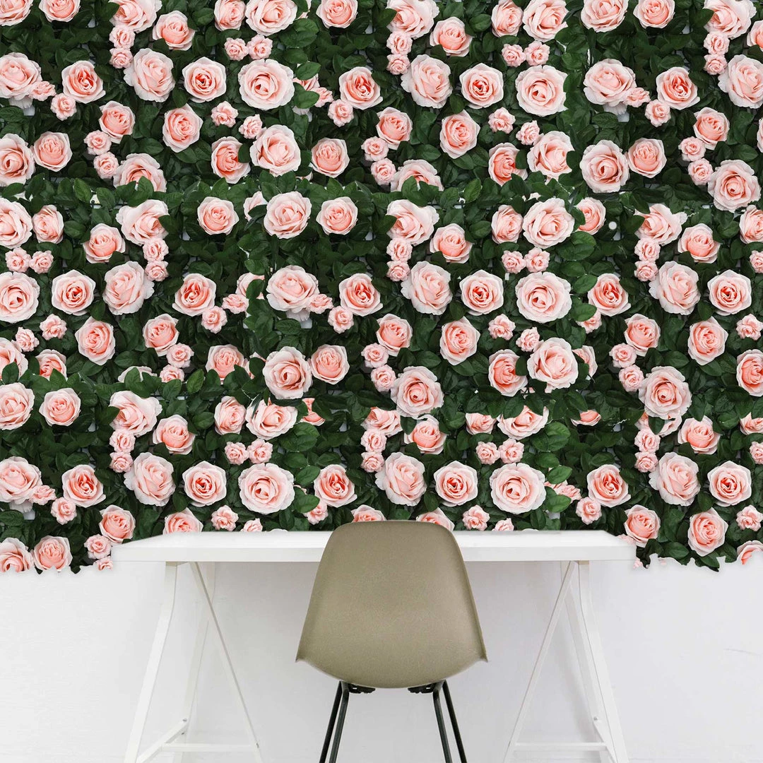 HIER_1910 3 Sq Ft. | Easy-Install Silk Rose Flower Mat, Wall Panel Backdrop - Blush/Rose Gold 7 HIER_1910 3 Sq Ft. | Easy-Install Silk Rose Flower Mat, Wall Panel Backdrop - Blush/Rose Gold