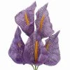 HIER_1100 Artificial Lily 5 Bushes | 19" Lavender Artificial Burlap Calla Lilies, Craft Flowers | 25 Pcs