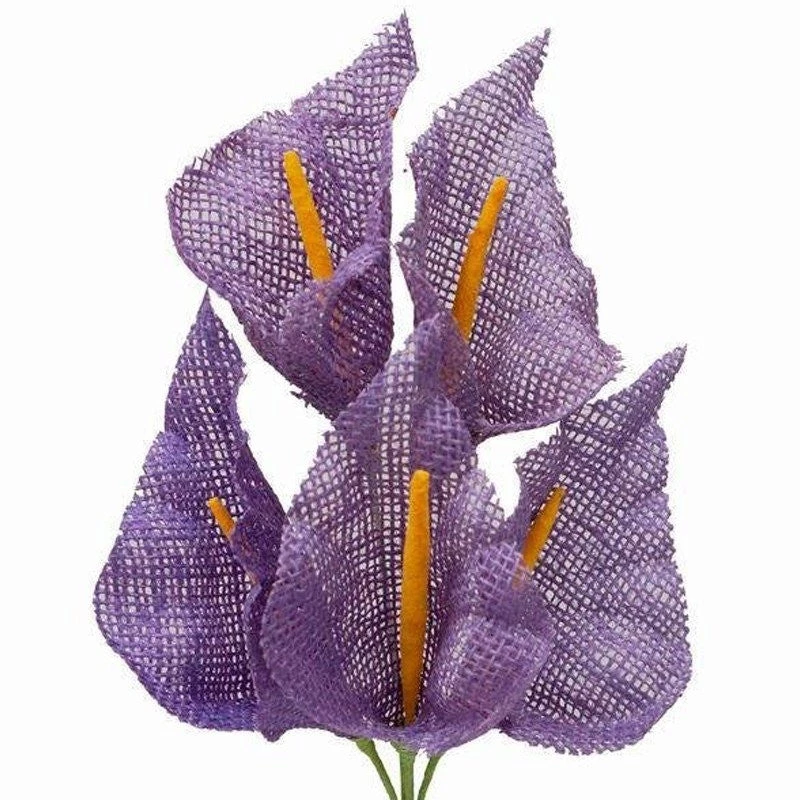 HIER_1100 Artificial Lily 5 Bushes | 19" Lavender Artificial Burlap Calla Lilies, Craft Flowers | 25 Pcs 1 HIER_1100 Artificial Lily 5 Bushes | 19" Lavender Artificial Burlap Calla Lilies, Craft Flowers | 25 Pcs