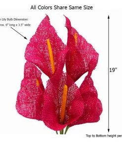 HIER_1100 Artificial Lily 5 Bushes | 19" Lavender Artificial Burlap Calla Lilies, Craft Flowers | 25 Pcs 6 HIER_1100 Artificial Lily 5 Bushes | 19