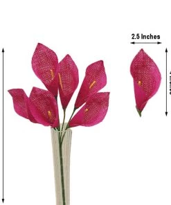 HIER_1100 6 Bushes | 36 Pcs | 12" Fuchsia Burlap Calla Lily Flowers
