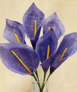 HIER_1100 12" | 6 Bush 36 Pcs | Lavender Burlap Calla Lilies Flowers