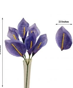 HIER_1100 12" | 6 Bush 36 Pcs | Lavender Burlap Calla Lilies Flowers