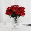 HIER_1110 12 Bushes | Red, Black Tip Artificial Premium Silk Flower Rose Buds | 84 Rose Buds Artificial Flower & Plants