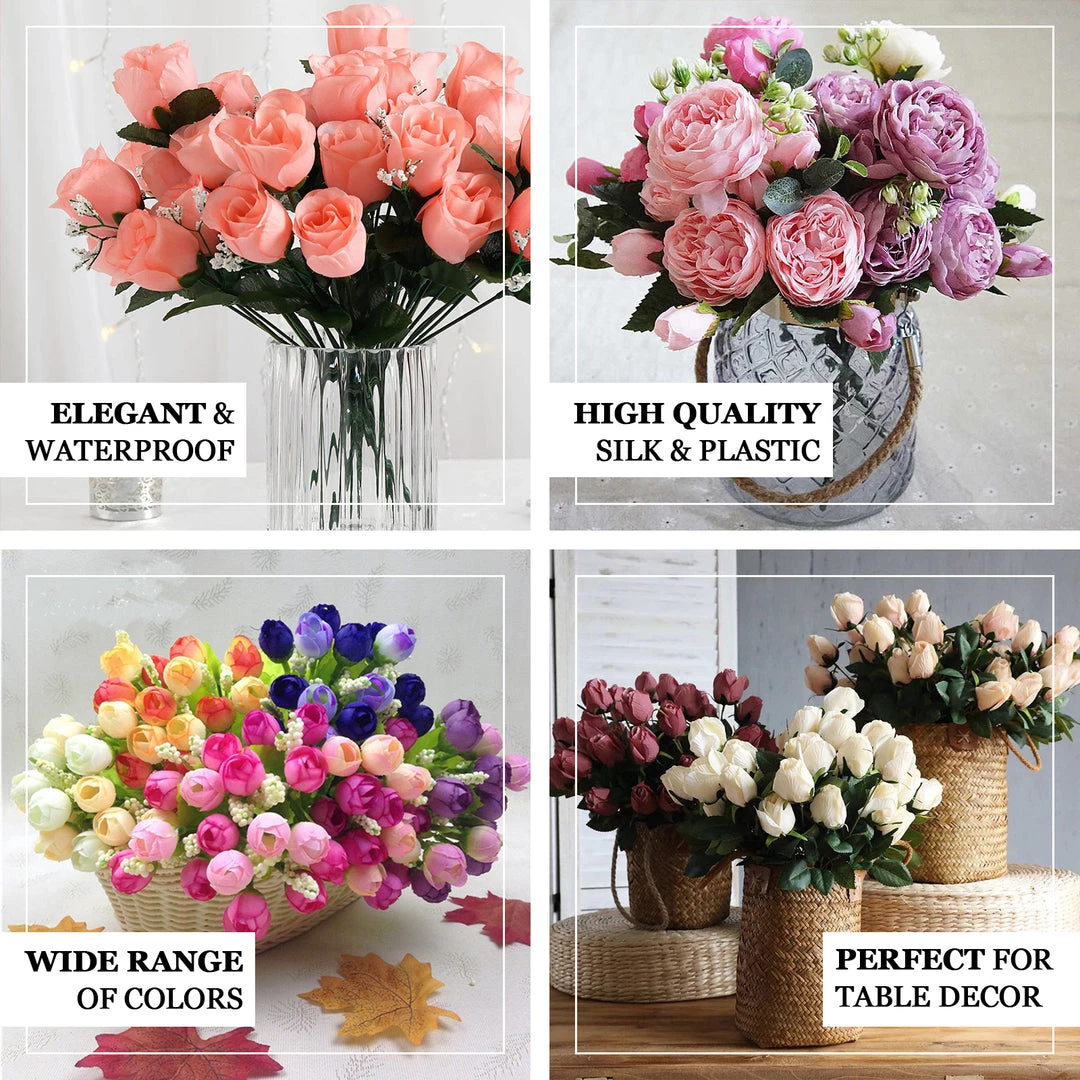 HIER_1110 Artificial Flower & Plants 12 Bushes | Gold Artificial Premium Silk Flower Rose Buds | 84 Rose Buds 4 HIER_1110 Artificial Flower & Plants 12 Bushes | Gold Artificial Premium Silk Flower Rose Buds | 84 Rose Buds
