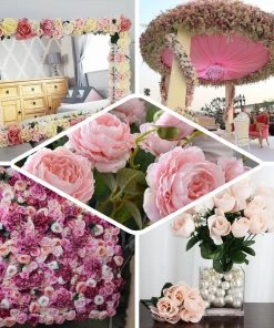 HIER_1100 Artificial Flower & Plants 12 Bushes | Cream Artificial Premium Silk Flower Rose Buds | 84 Rose Buds