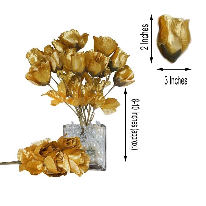 HIER_1110 Artificial Flower & Plants 12 Bushes | Gold Artificial Premium Silk Flower Rose Buds | 84 Rose Buds 3 HIER_1110 Artificial Flower & Plants 12 Bushes | Gold Artificial Premium Silk Flower Rose Buds | 84 Rose Buds