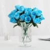 HIER_1110 12 Bushes | Turquoise Artificial Premium Silk Flower Rose Buds | 84 Rose Buds Artificial Roses
