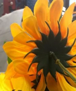 HIER_1160 5 Bushes | 45 Large Yellow Artificial Silk Blossomed Sunflowers Faux Tulips & Others