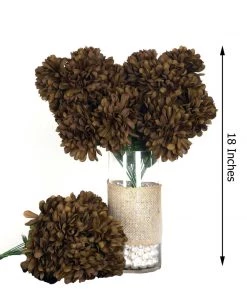 HIER_1100 4 Bushes | Chocolate Artificial Silk Chrysanthemums | 56 Faux Flowers Faux Carnations | Mums 8 HIER_1100 4 Bushes | Chocolate Artificial Silk Chrysanthemums | 56 Faux Flowers Faux Carnations | Mums
