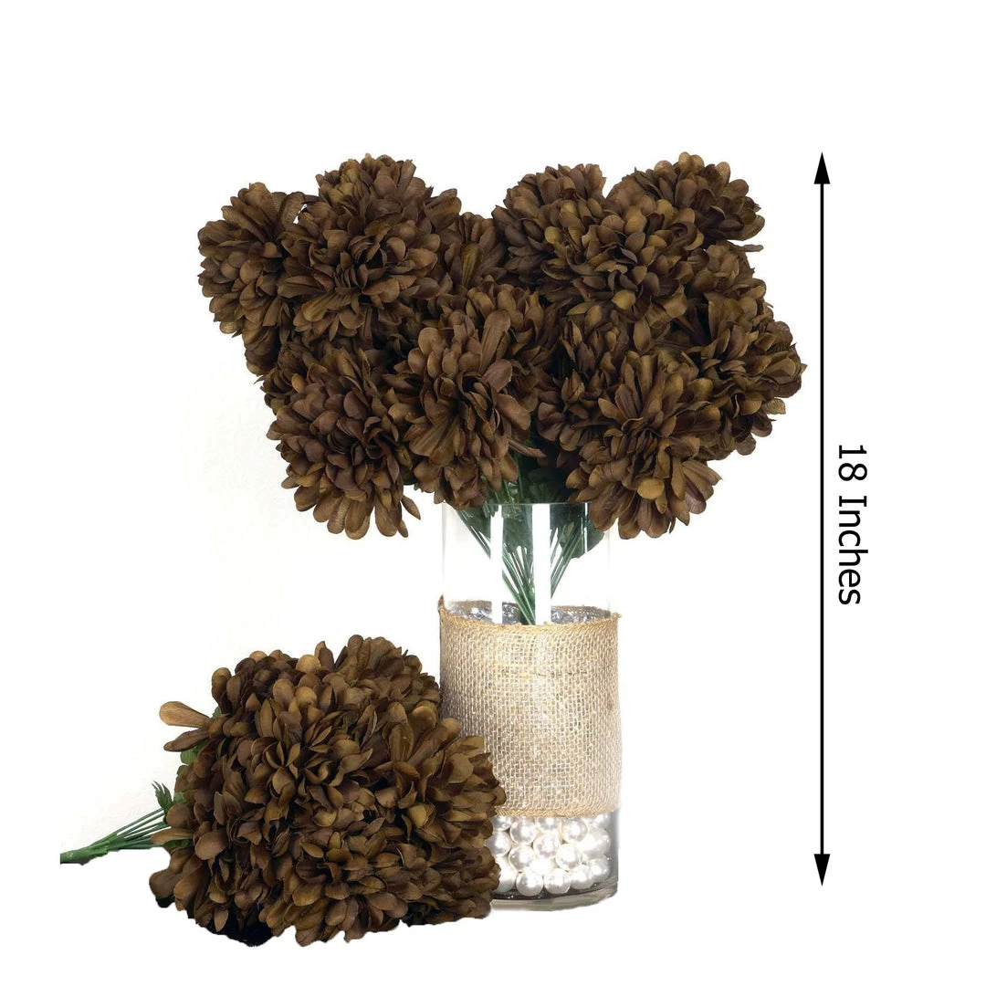 HIER_1100 4 Bushes | Chocolate Artificial Silk Chrysanthemums | 56 Faux Flowers Faux Carnations | Mums 3 HIER_1100 4 Bushes | Chocolate Artificial Silk Chrysanthemums | 56 Faux Flowers Faux Carnations | Mums