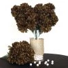 HIER_1100 4 Bushes | Chocolate Artificial Silk Chrysanthemums | 56 Faux Flowers Faux Carnations | Mums