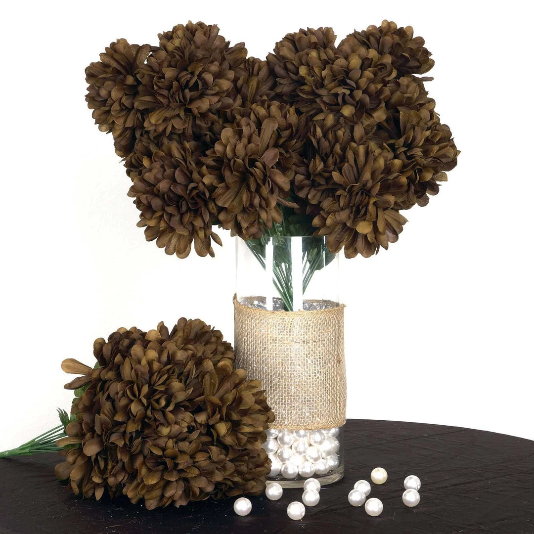 HIER_1100 4 Bushes | Chocolate Artificial Silk Chrysanthemums | 56 Faux Flowers Faux Carnations | Mums 1 HIER_1100 4 Bushes | Chocolate Artificial Silk Chrysanthemums | 56 Faux Flowers Faux Carnations | Mums
