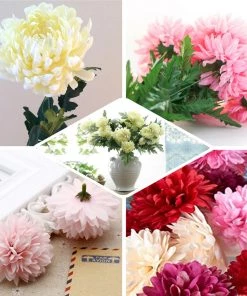 HIER_1100 4 Bushes | Chocolate Artificial Silk Chrysanthemums | 56 Faux Flowers Faux Carnations | Mums 10 HIER_1100 4 Bushes | Chocolate Artificial Silk Chrysanthemums | 56 Faux Flowers Faux Carnations | Mums