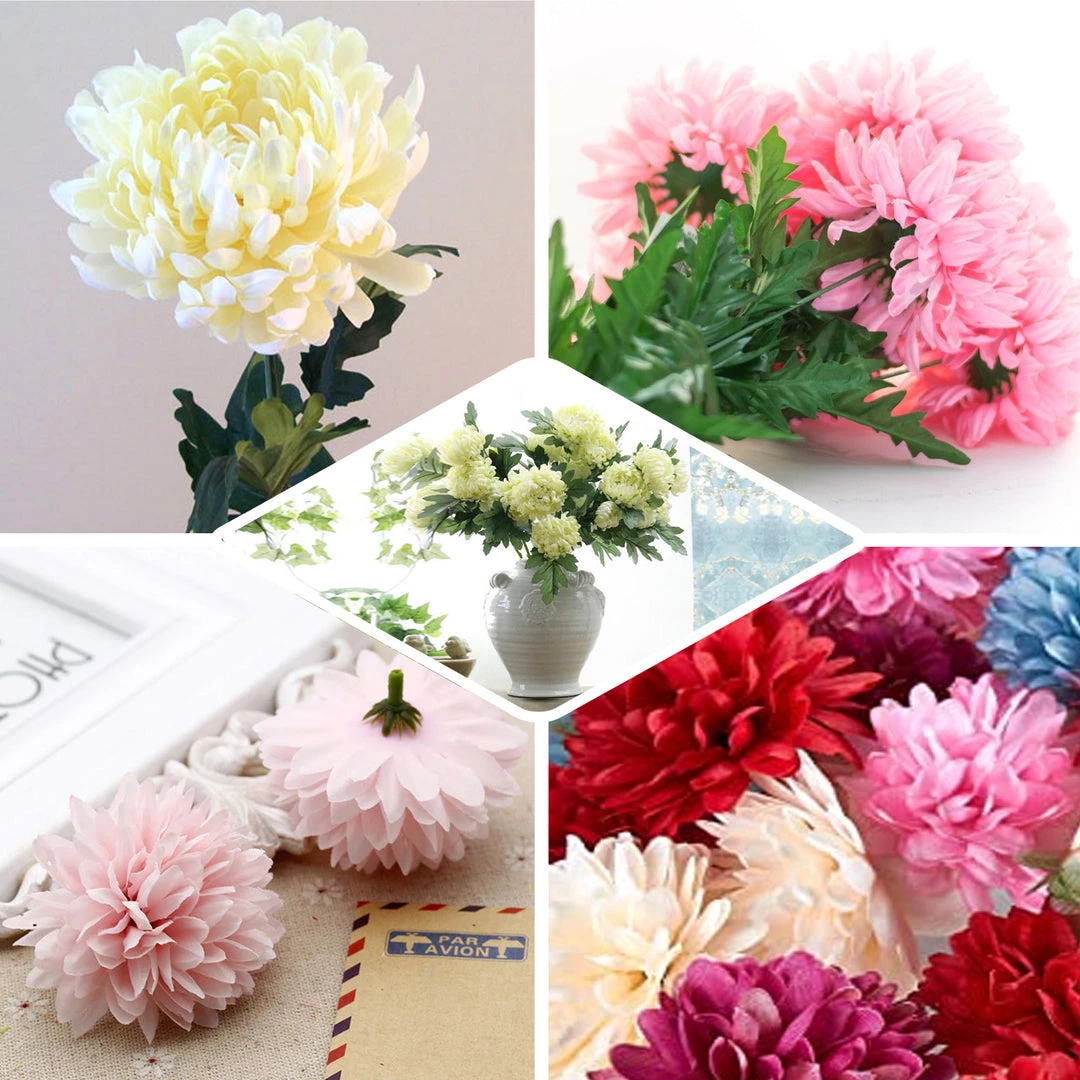 HIER_1100 4 Bushes | Chocolate Artificial Silk Chrysanthemums | 56 Faux Flowers Faux Carnations | Mums 5 HIER_1100 4 Bushes | Chocolate Artificial Silk Chrysanthemums | 56 Faux Flowers Faux Carnations | Mums