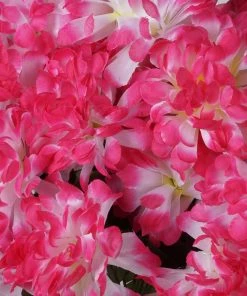 HIER_1100 Faux Carnations | Mums 4 Bushes | Fuchsia Artificial Silk Chrysanthemums | 56 Faux Flowers - Clearance SALE