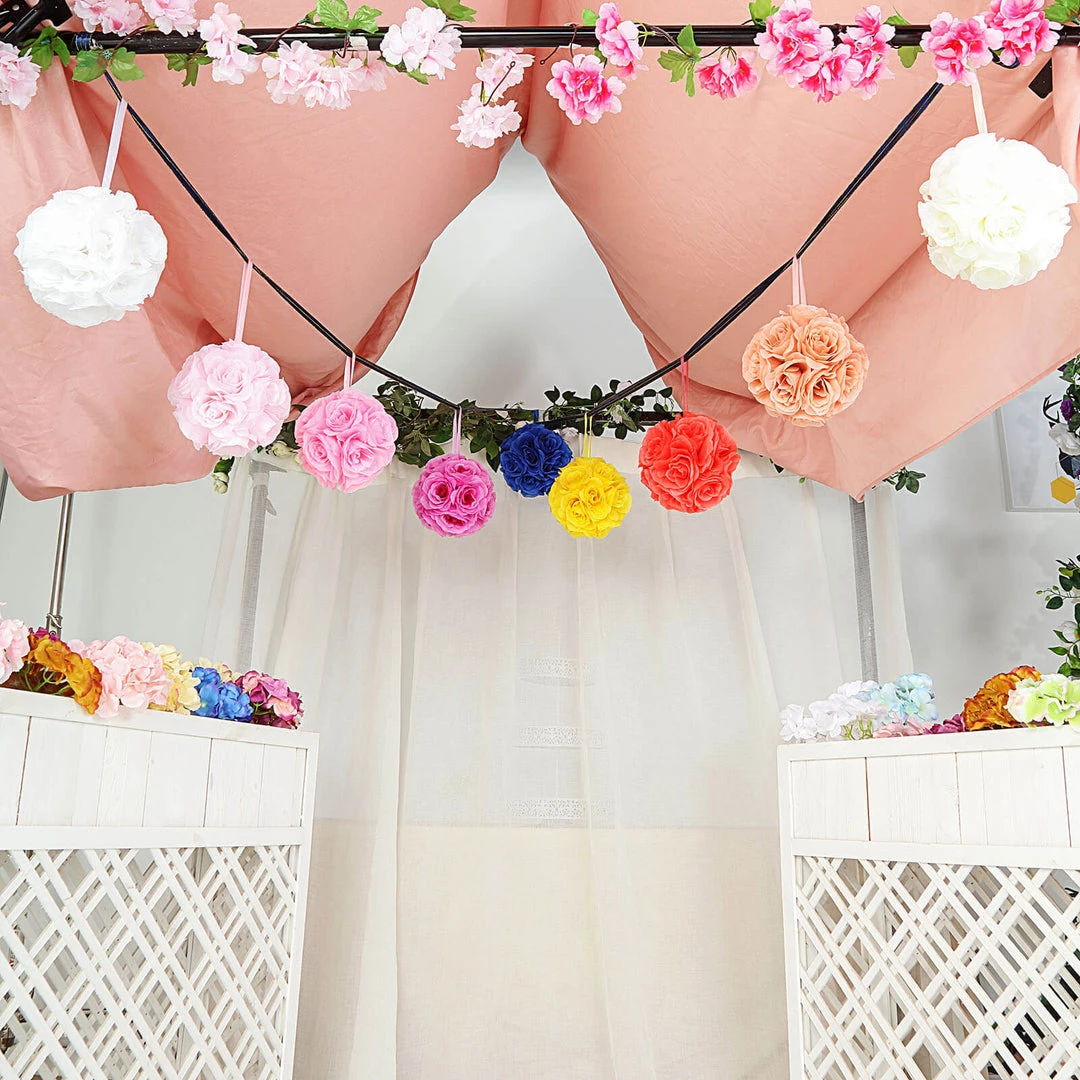 HIER_1500 2 Pack | 7" Coral Artificial Rose Flower Ball, Silk Kissing Ball Chargers & Centerpieces 12 HIER_1500 2 Pack | 7" Coral Artificial Rose Flower Ball, Silk Kissing Ball Chargers & Centerpieces