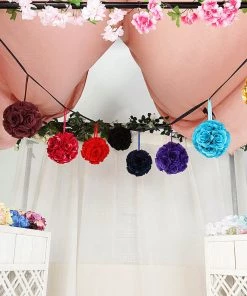 HIER_1500 2 Pack | 7" Burgundy Artificial Silk Rose Kissing Ball, Flower Ball Chargers & Centerpieces 26 HIER_1500 2 Pack | 7