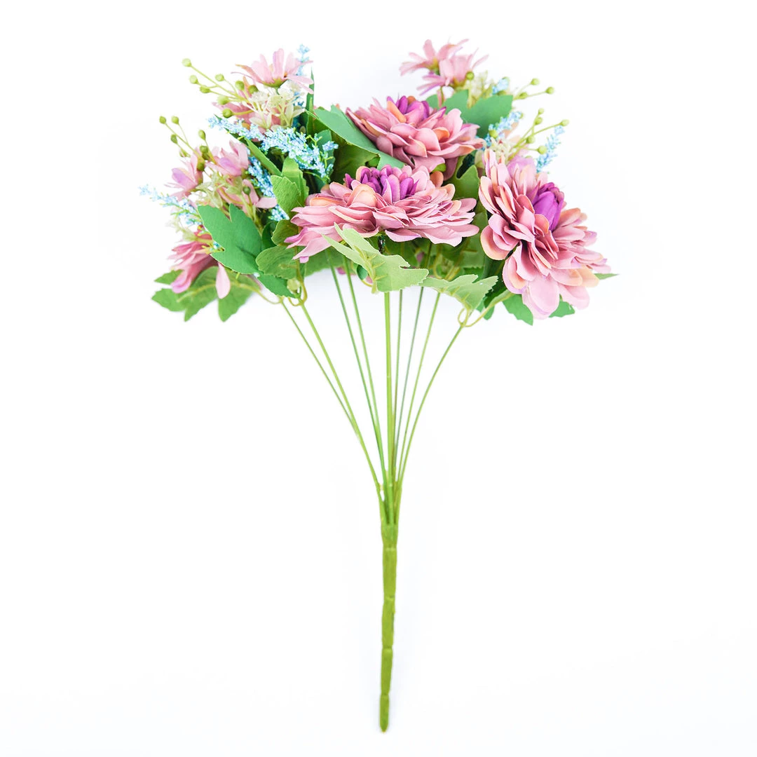 HIER_1160 Chargers & Centerpieces 2 Bushes | Dusty Rose/Blue Artificial Silk Dahlia Flower Bouquet Spray 11 HIER_1160 Chargers & Centerpieces 2 Bushes | Dusty Rose/Blue Artificial Silk Dahlia Flower Bouquet Spray