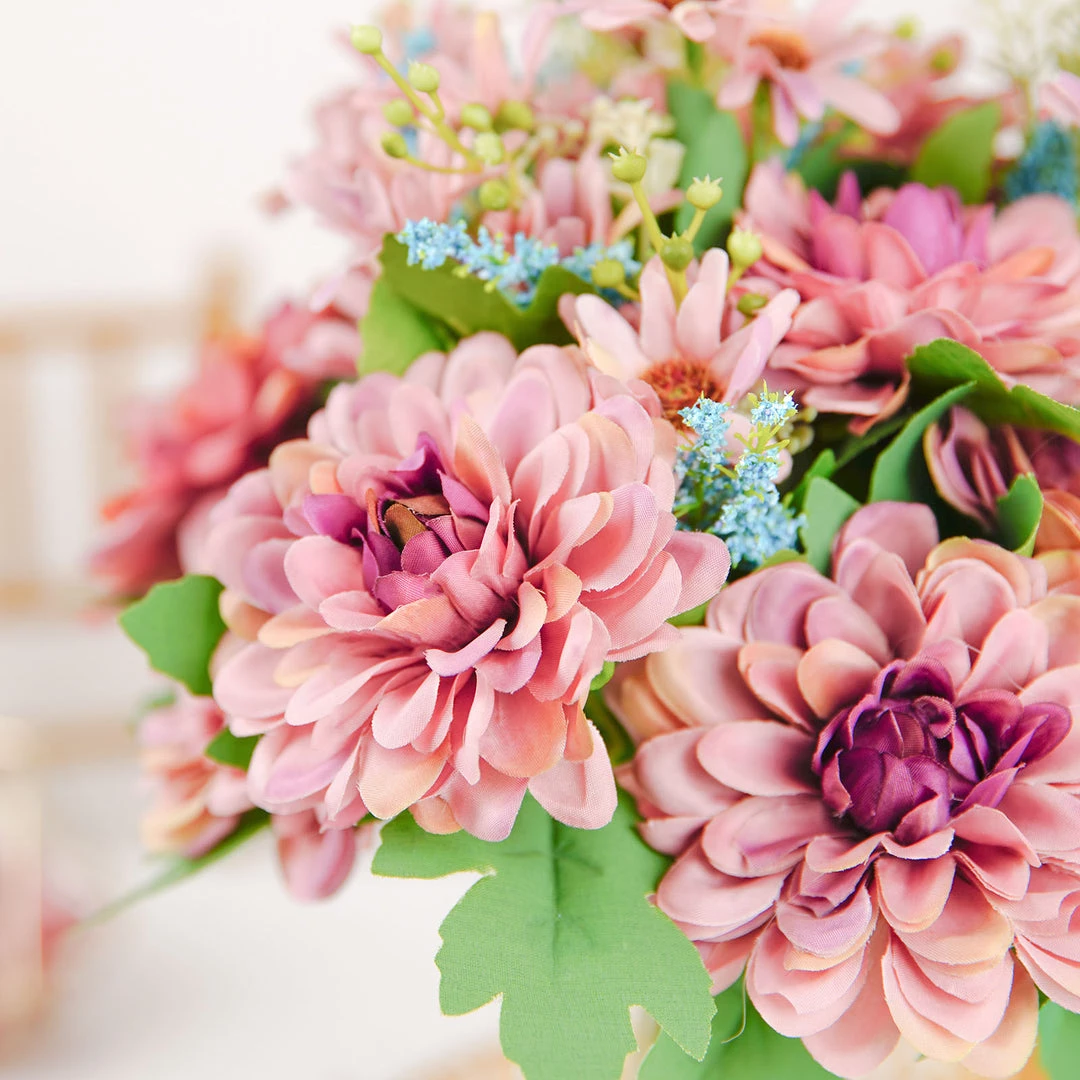 HIER_1160 Chargers & Centerpieces 2 Bushes | Dusty Rose/Blue Artificial Silk Dahlia Flower Bouquet Spray 10 HIER_1160 Chargers & Centerpieces 2 Bushes | Dusty Rose/Blue Artificial Silk Dahlia Flower Bouquet Spray