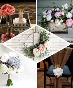 HIER_1400 5 Flower Head Bouquet | Pink Artificial Silk Peonies Spray Bush Artificial Peony