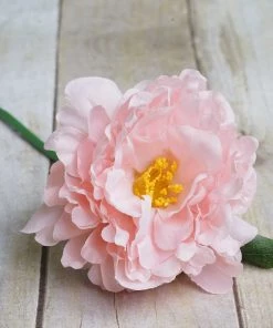 HIER_1400 5 Flower Head Bouquet | Pink Artificial Silk Peonies Spray Bush Artificial Peony