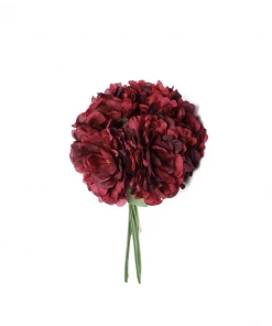HIER_1300 5 Flower Head Bouquet | Burgundy Artificial Silk Peonies Spray Bush 21 HIER_1300 5 Flower Head Bouquet | Burgundy Artificial Silk Peonies Spray Bush