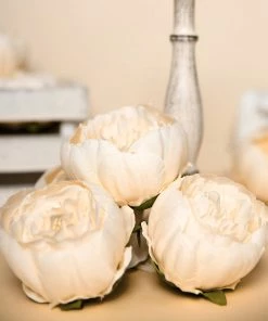 HIER_1130 Chargers & Centerpieces 10 Pack | 3" Beige Artificial Silk DIY Craft Peony Flower Heads