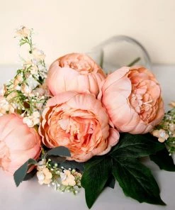 HIER_1130 10 Pack | 3" Peach Artificial Silk DIY Craft Peony Flower Heads Chargers & Centerpieces
