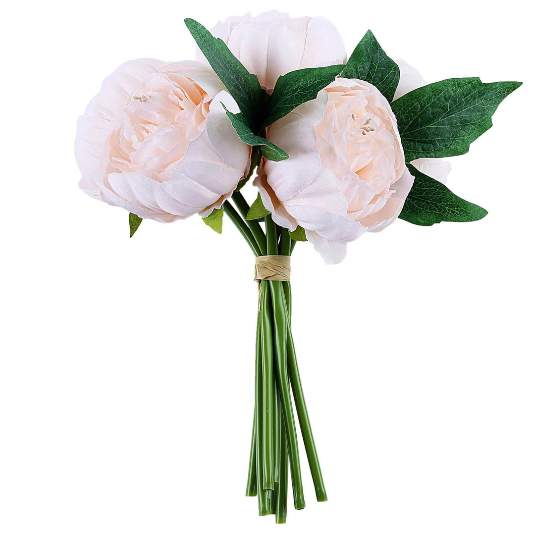 HIER_1300 5 Flower Head Blush/Rose Gold Peony Bouquet | Artificial Silk Peonies Spray 16 HIER_1300 5 Flower Head Blush/Rose Gold Peony Bouquet | Artificial Silk Peonies Spray