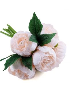 HIER_1300 5 Flower Head Blush/Rose Gold Peony Bouquet | Artificial Silk Peonies Spray 30 HIER_1300 5 Flower Head Blush/Rose Gold Peony Bouquet | Artificial Silk Peonies Spray