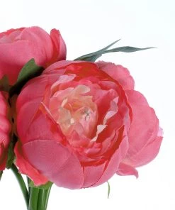 HIER_1130 5 Flower Head Fuchsia Peony Bouquet | Artificial Silk Peonies Spray