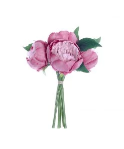 HIER_1130 Artificial Peony 5 Flower Head Lavender/Pink Peony Bouquet | Artificial Silk Peonies Spray