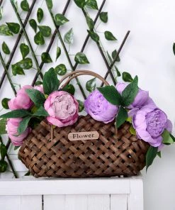 HIER_1130 Artificial Peony 5 Flower Head Lavender/Pink Peony Bouquet | Artificial Silk Peonies Spray