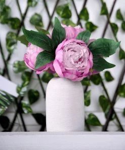 HIER_1130 Artificial Peony 5 Flower Head Lavender/Pink Peony Bouquet | Artificial Silk Peonies Spray