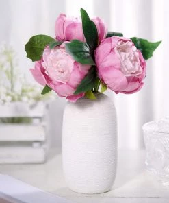 HIER_1130 Artificial Peony 5 Flower Head Lavender/Pink Peony Bouquet | Artificial Silk Peonies Spray
